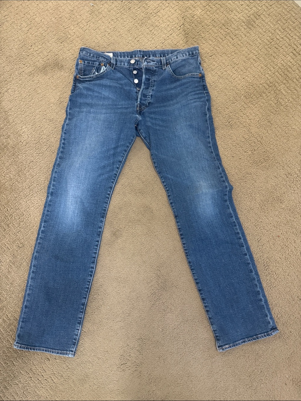 Levi's Slim Straight Medium Blue Denim Jeans with Button-Fly